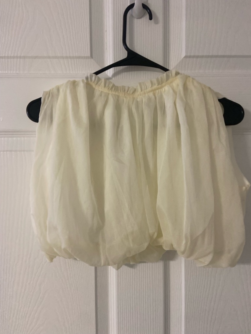T12a- ECLIPSE Cream Ruffle Peplum Hem Crop Top